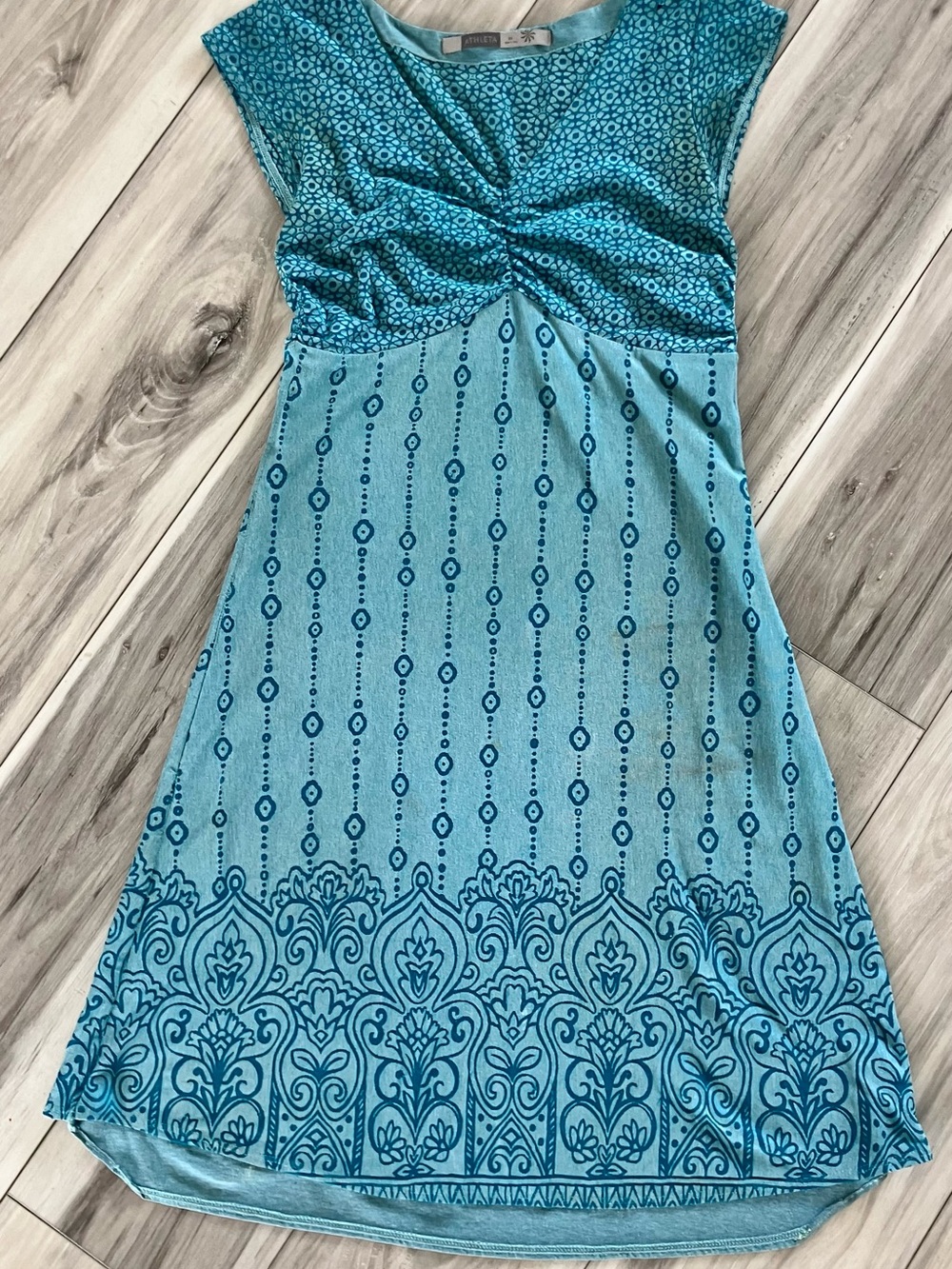 Athleta Teal & Aqua Twist-Front High-Low Dress
